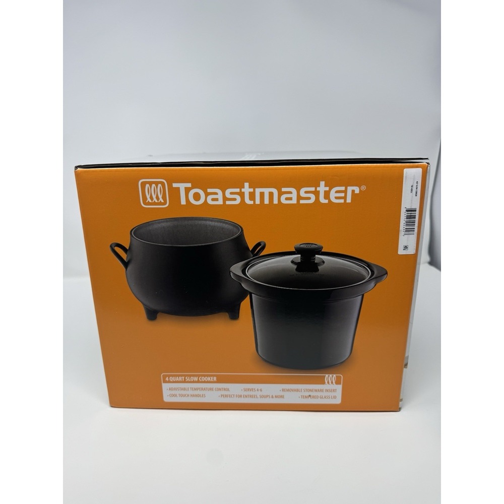 Toastmaster 4 QT Black Cauldron Slow Cooker Removable Crock Glass Lid Halloween - Picture 9 of 10